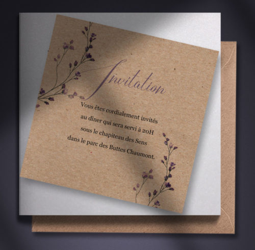 invitation mariage lavande